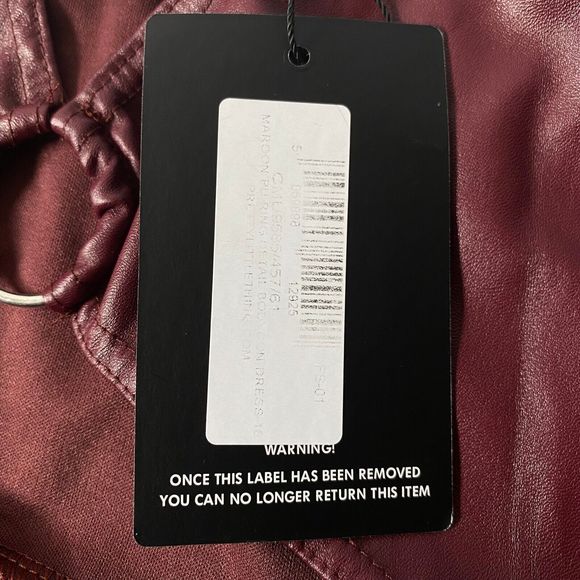 Pretty Little Thing Mini Dress Womens 12 Burgundy Faux Leather Cut Out Bodycon - Picture 11 of 16